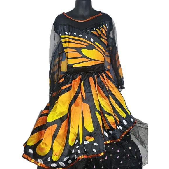 Target‎ Girls MONARCH BUTTERFLY DRESS HALLOWEEN COSTUME GIRLS SIZE Medium 8-10 - Picture 3 of 9